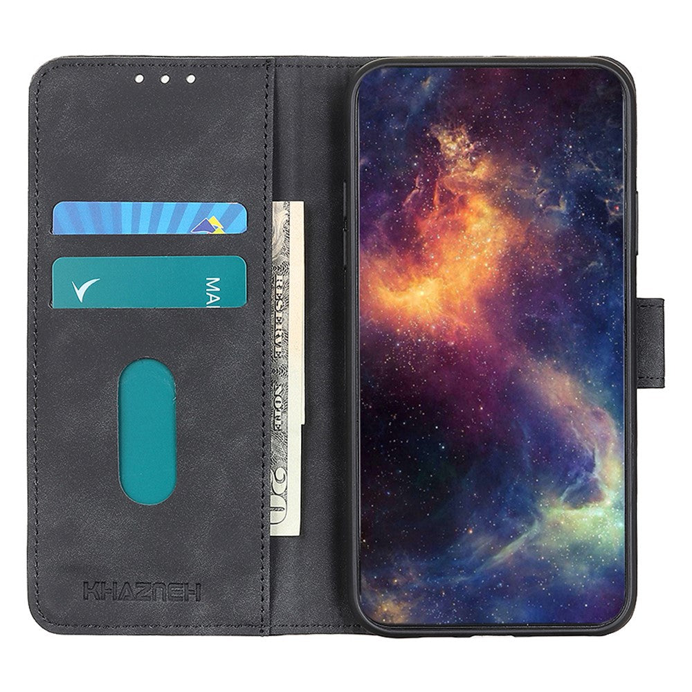 KHAZNEH Retro tekstur PU-lædercover til Samsung Galaxy A23 4G / 5G (Global version) med pungstativ Anti-drop telefoncover tilbehør