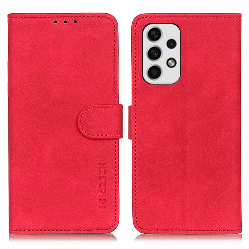 KHAZNEH Retro tekstur PU-lædercover til Samsung Galaxy A23 4G / 5G (Global version) med pungstativ Anti-drop telefoncover tilbehør