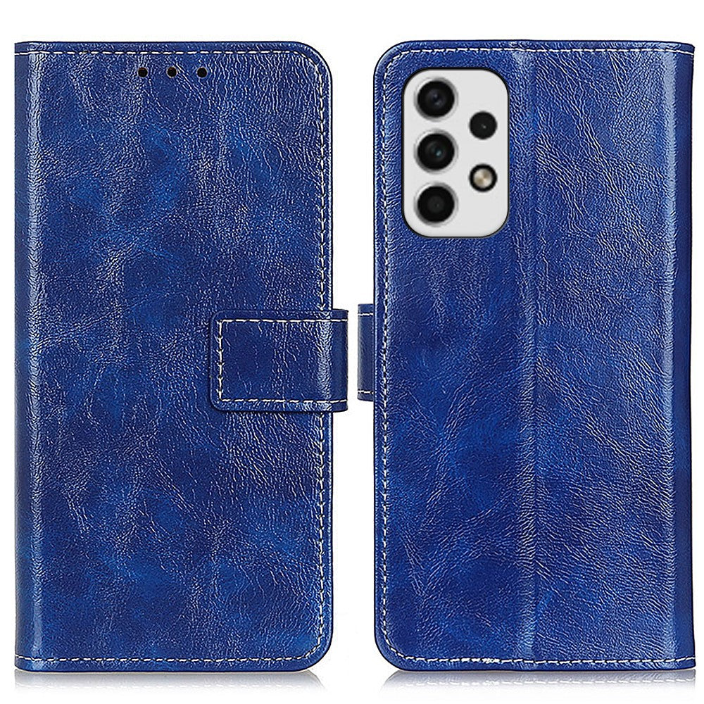 Retro Style Crazy Horse Texture Leather Case for Samsung Galaxy A23 4G / 5G (Global Version), Folio Flip Wallet Stand Design Phone Case Cover Accessory