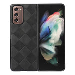 For Samsung Galaxy Z Fold2 5G PC+TPU Hybrid Phone Case Coated with Grid Texture PU Leather Phone Accessory