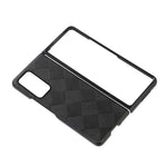 For Samsung Galaxy Z Fold2 5G PC+TPU Hybrid Phone Case Coated with Grid Texture PU Leather Phone Accessory