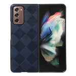 For Samsung Galaxy Z Fold2 5G PC+TPU Hybrid Phone Case Coated with Grid Texture PU Leather Phone Accessory