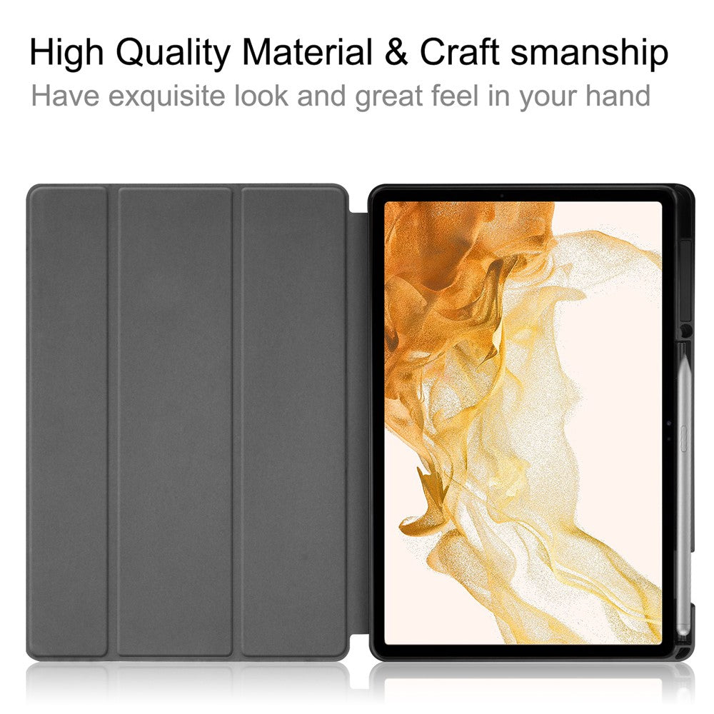 Til Samsung Galaxy Tab S8+ ridsefast, stødsikkert TPU+PU læder tredelt stander Auto Sleep/Wake design tabletcover med blyantholder