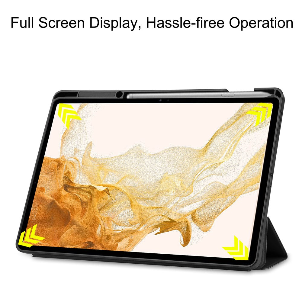 Til Samsung Galaxy Tab S8+ ridsefast, stødsikkert TPU+PU læder tredelt stander Auto Sleep/Wake design tabletcover med blyantholder