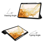 Til Samsung Galaxy Tab S8+ ridsefast, stødsikkert TPU+PU læder tredelt stander Auto Sleep/Wake design tabletcover med blyantholder