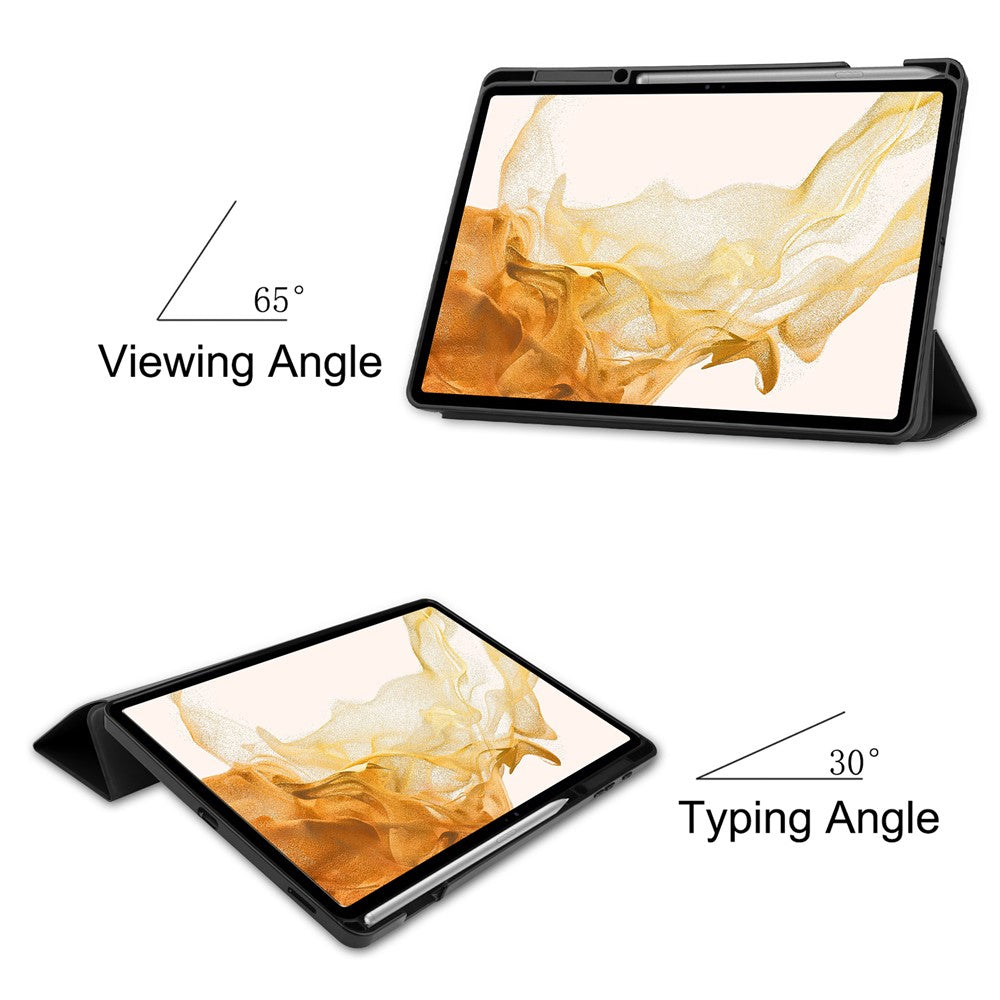 Til Samsung Galaxy Tab S8+ ridsefast, stødsikkert TPU+PU læder tredelt stander Auto Sleep/Wake design tabletcover med blyantholder