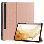 Til Samsung Galaxy Tab S8+ ridsefast, stødsikkert TPU+PU læder tredelt stander Auto Sleep/Wake design tabletcover med blyantholder