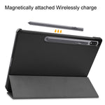 For Samsung Galaxy Tab S8+ PU Leather Trifold Stand Cover with Pencil Holder and Auto Sleep/Wake, Pencil Charging Supported