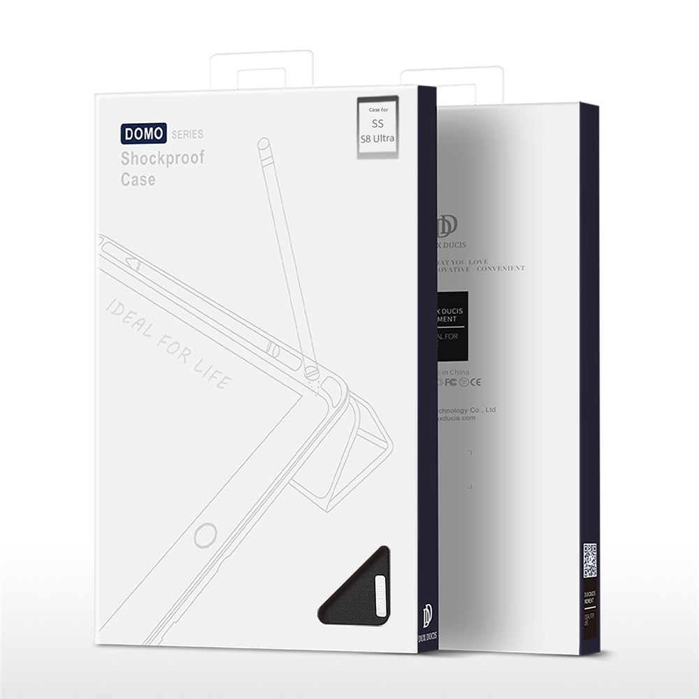 DUX DUCIS DOMO-serien Trifold-stativfodral för Samsung Galaxy Tab S8 Ultra, reptåligt PU-läderfodral med pennhållare och automatisk viloläge/väckning