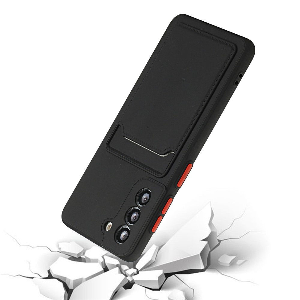 For Samsung Galaxy S22+ 5G Card Holder Slot Flexible TPU Soft Skin Protective Phone Case Cover
