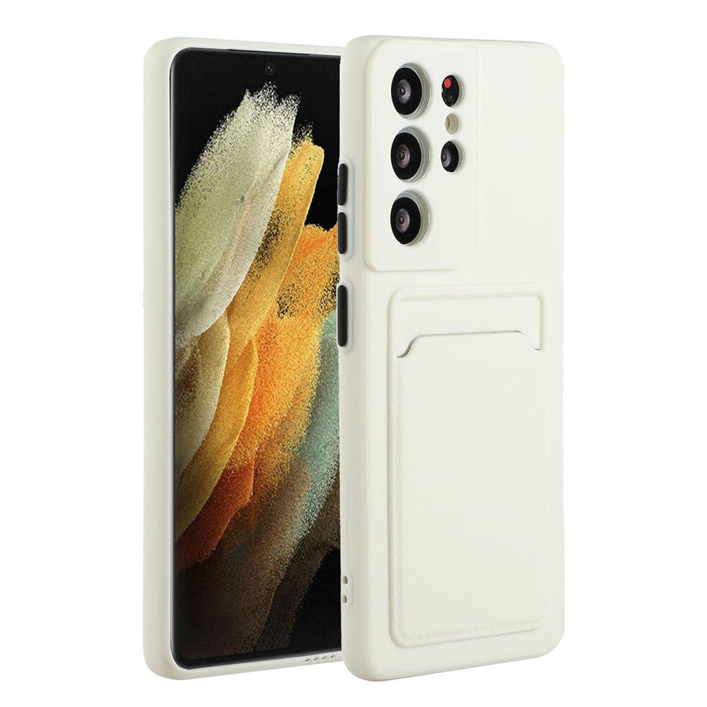 Samsung Galaxy S22 Ultra 5G blødt TPU-kamerabeskyttelsesetui med ridsefast beskyttelse og kortholder