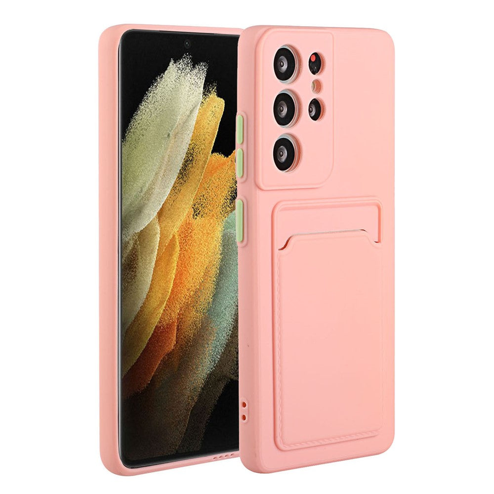 Samsung Galaxy S22 Ultra 5G blødt TPU-kamerabeskyttelsesetui med ridsefast beskyttelse og kortholder