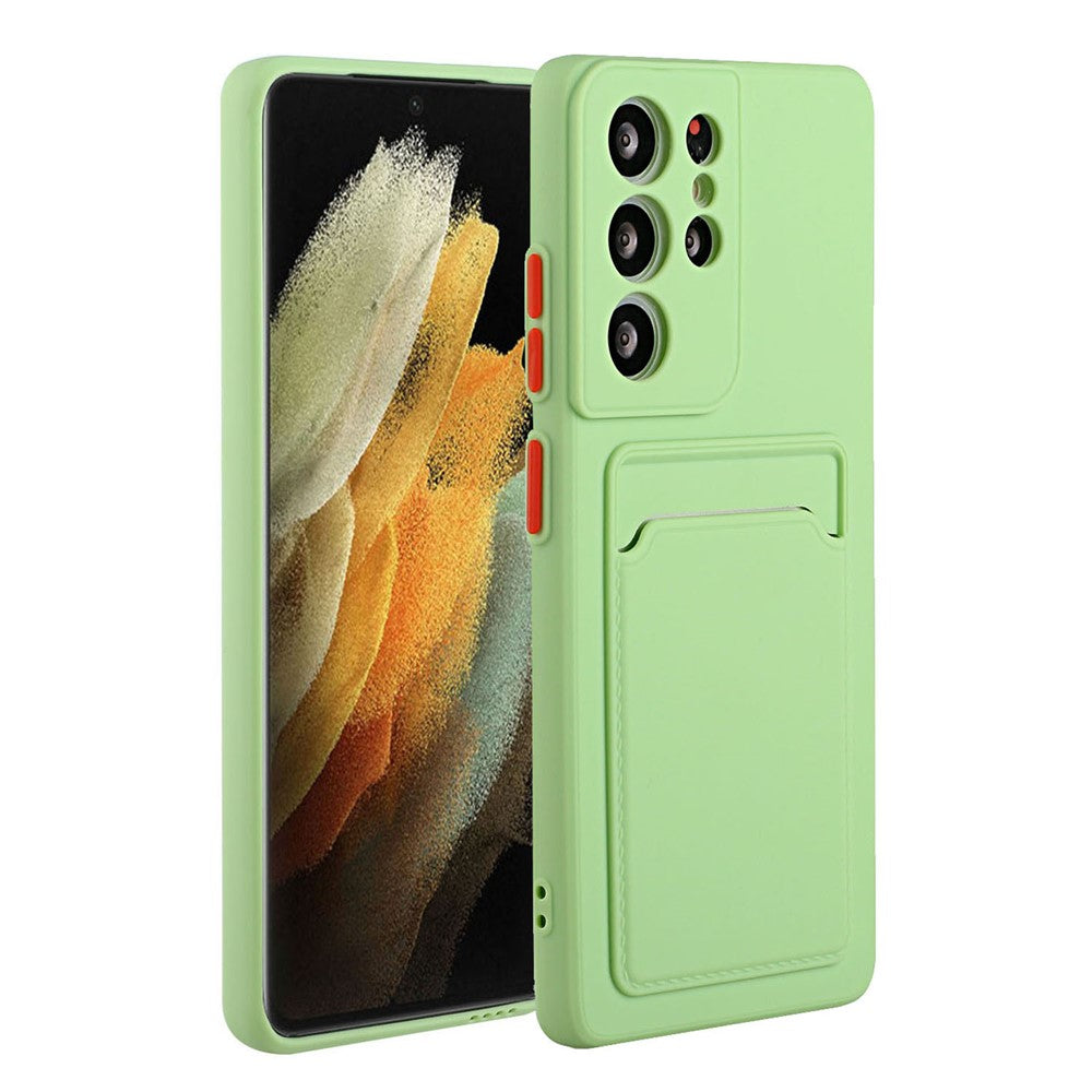 Samsung Galaxy S22 Ultra 5G blødt TPU-kamerabeskyttelsesetui med ridsefast beskyttelse og kortholder