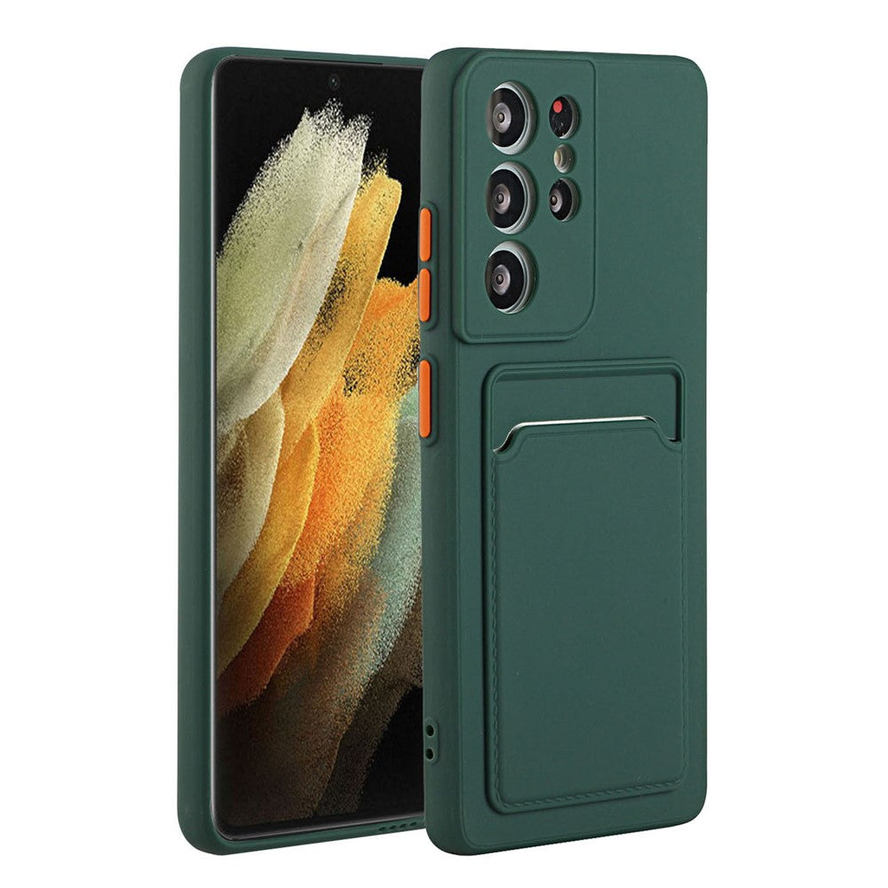 Samsung Galaxy S22 Ultra 5G blødt TPU-kamerabeskyttelsesetui med ridsefast beskyttelse og kortholder