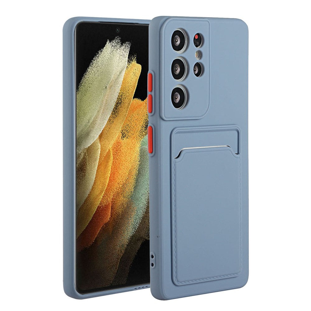Samsung Galaxy S22 Ultra 5G blødt TPU-kamerabeskyttelsesetui med ridsefast beskyttelse og kortholder