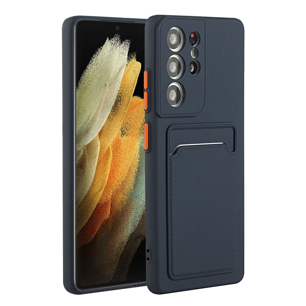 Samsung Galaxy S22 Ultra 5G blødt TPU-kamerabeskyttelsesetui med ridsefast beskyttelse og kortholder