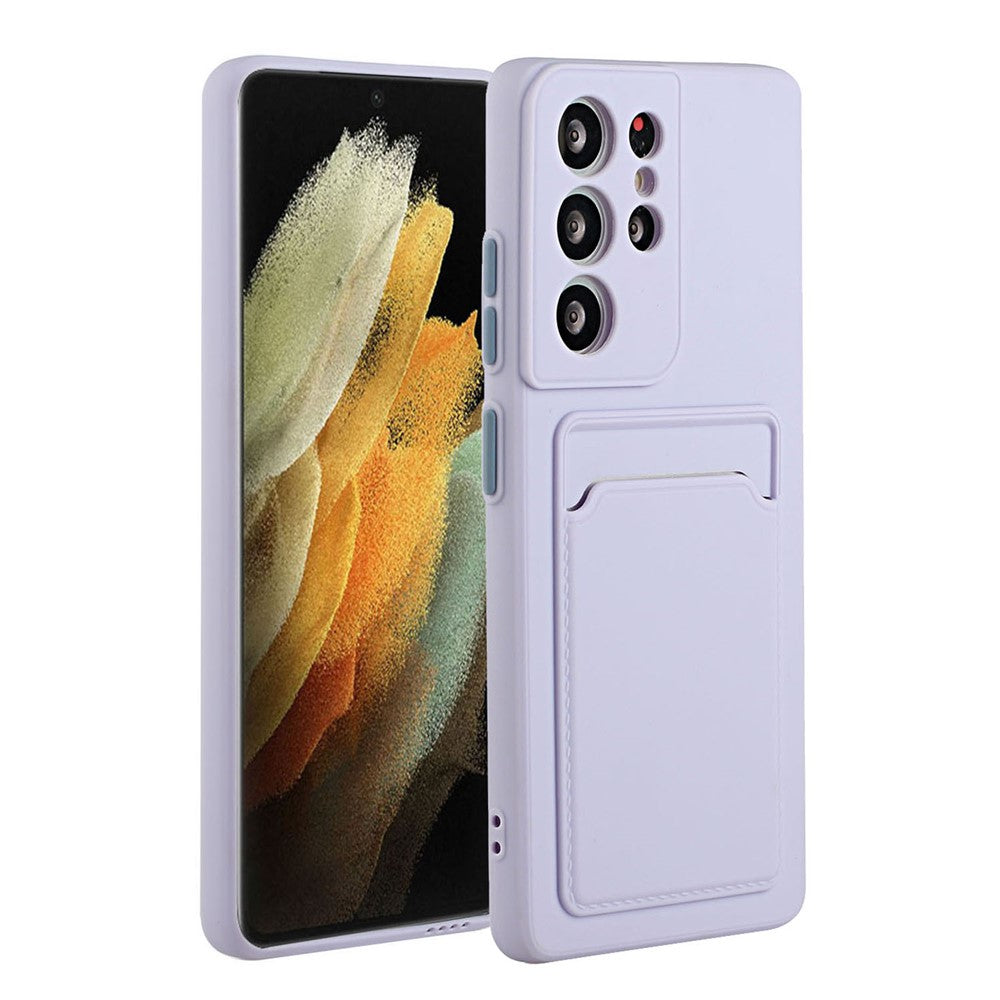 Samsung Galaxy S22 Ultra 5G blødt TPU-kamerabeskyttelsesetui med ridsefast beskyttelse og kortholder