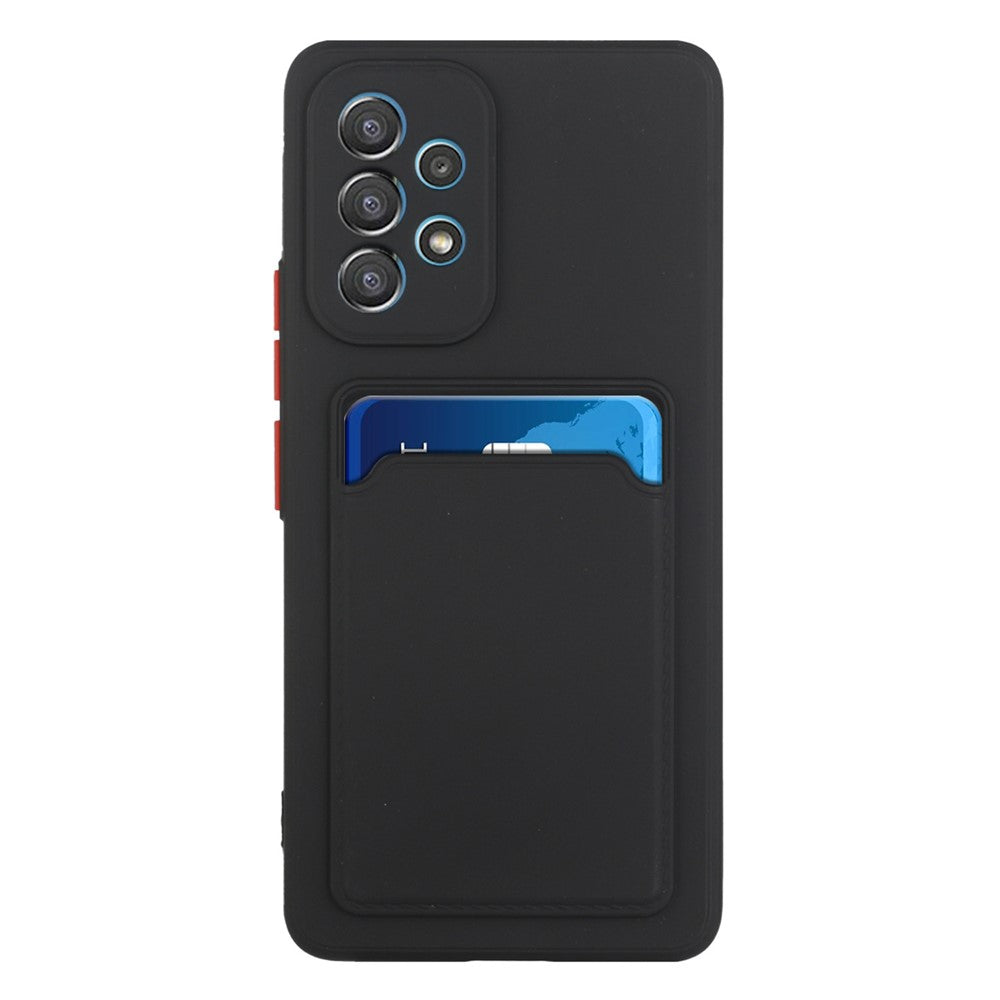 For Samsung Galaxy A53 5G Card Holder Slot Soft TPU Shockproof Anti-Scratch Case with Camera Lens Protection