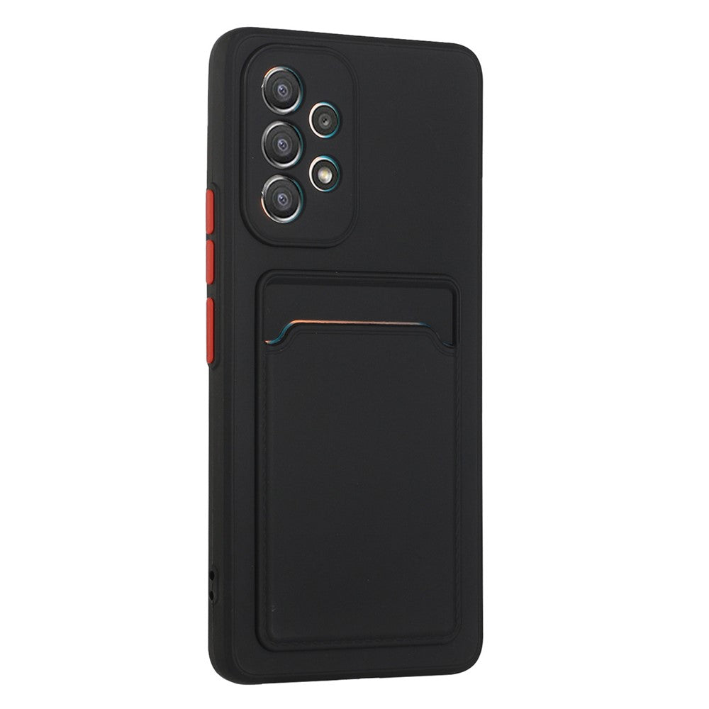 For Samsung Galaxy A53 5G Card Holder Slot Soft TPU Shockproof Anti-Scratch Case with Camera Lens Protection