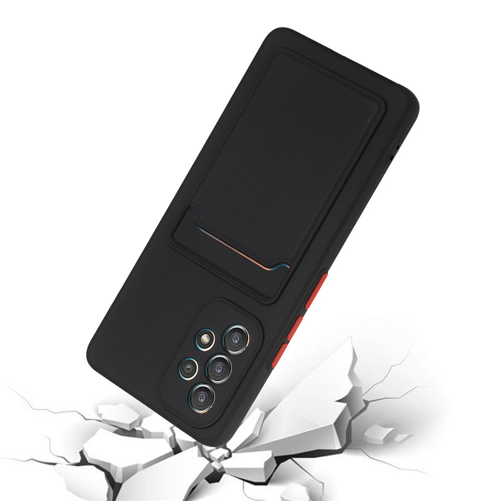 For Samsung Galaxy A53 5G Card Holder Slot Soft TPU Shockproof Anti-Scratch Case with Camera Lens Protection