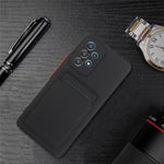 For Samsung Galaxy A53 5G Card Holder Slot Soft TPU Shockproof Anti-Scratch Case with Camera Lens Protection