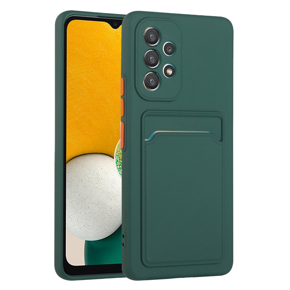 For Samsung Galaxy A53 5G Card Holder Slot Soft TPU Shockproof Anti-Scratch Case with Camera Lens Protection