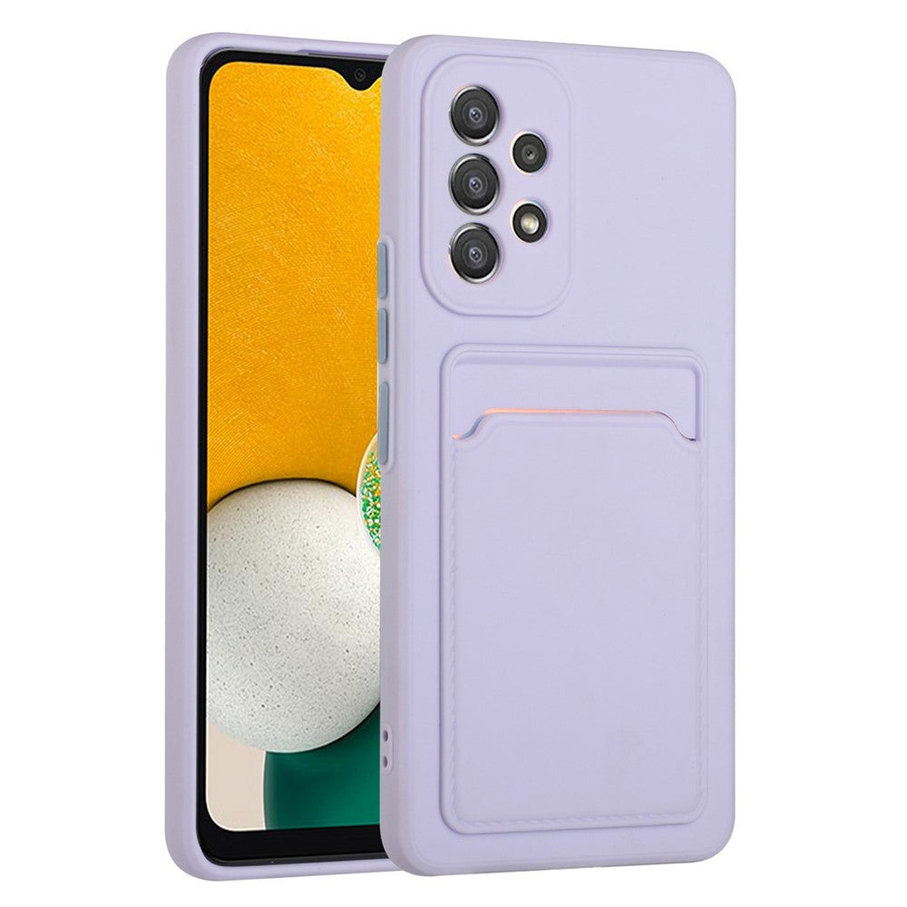 For Samsung Galaxy A53 5G Card Holder Slot Soft TPU Shockproof Anti-Scratch Case with Camera Lens Protection