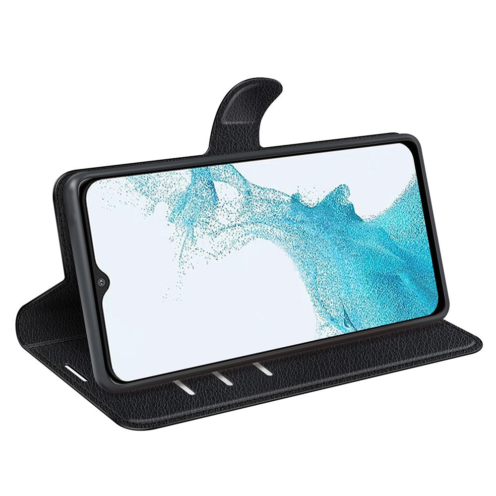 Samsung Galaxy A23 4G / 5G (Global Version) PU-läder + TPU-läderfodral Litchitextur Fullt skyddande stativplånboksfodral