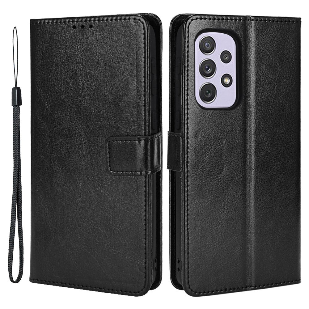 Crazy Horse Læder Telefoncover til Samsung Galaxy A53 5G Wallet Stand Design med Praktisk Rem