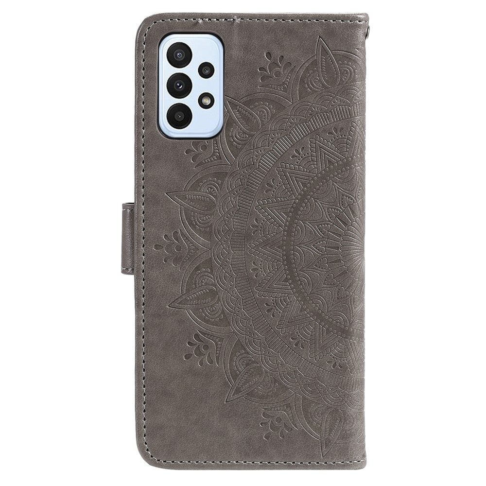 For Samsung Galaxy A23 4G / 5G (Global Version) PU Leather Book Wallet Case Imprinted Mandala Flower Stand Function Full Body Protective Phone Cover with Strap