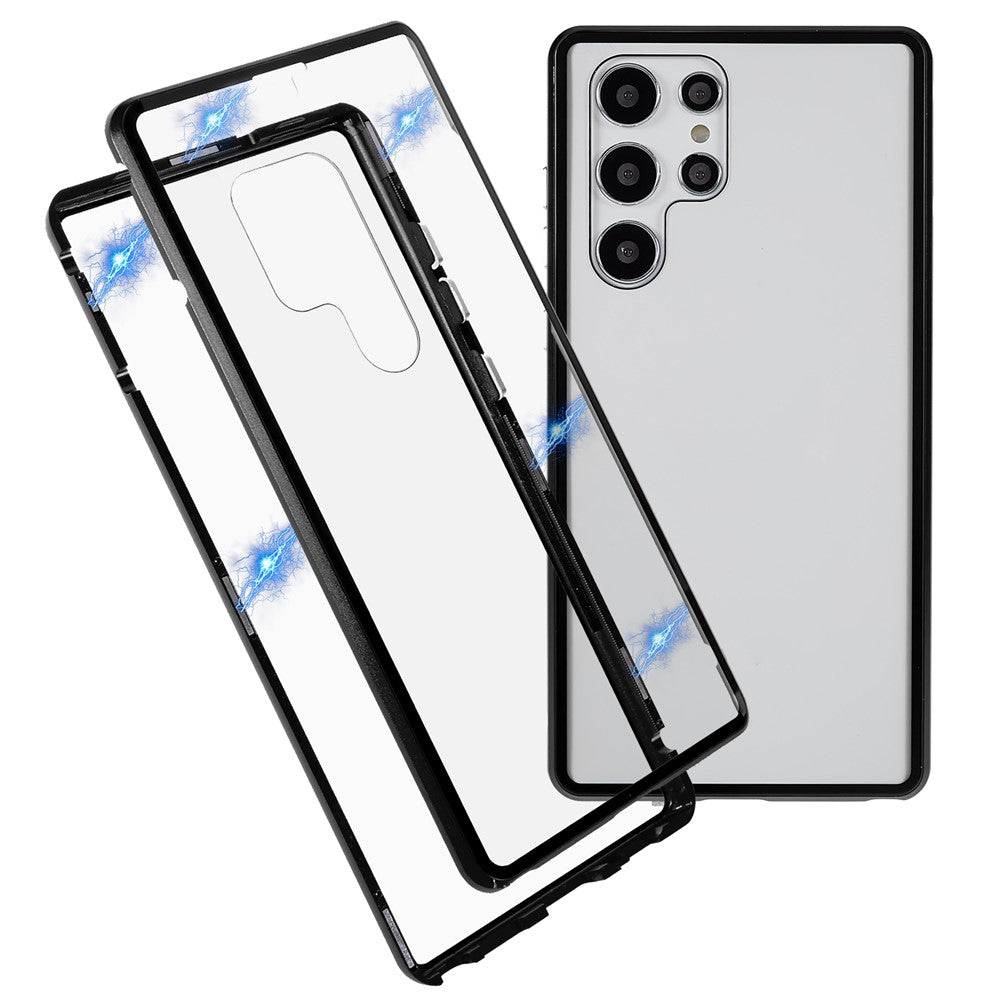 For Samsung Galaxy S22 Ultra 5G Full Protection Phone Case Double-Sided Tempered Glass + Magnetic Metal Frame Case with Lock