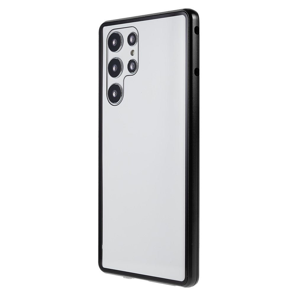 Samsung Galaxy S22 Ultra 5G-fuldbeskyttende mobilcover, dobbeltsidet hærdet glas + magnetisk metalramme med lås