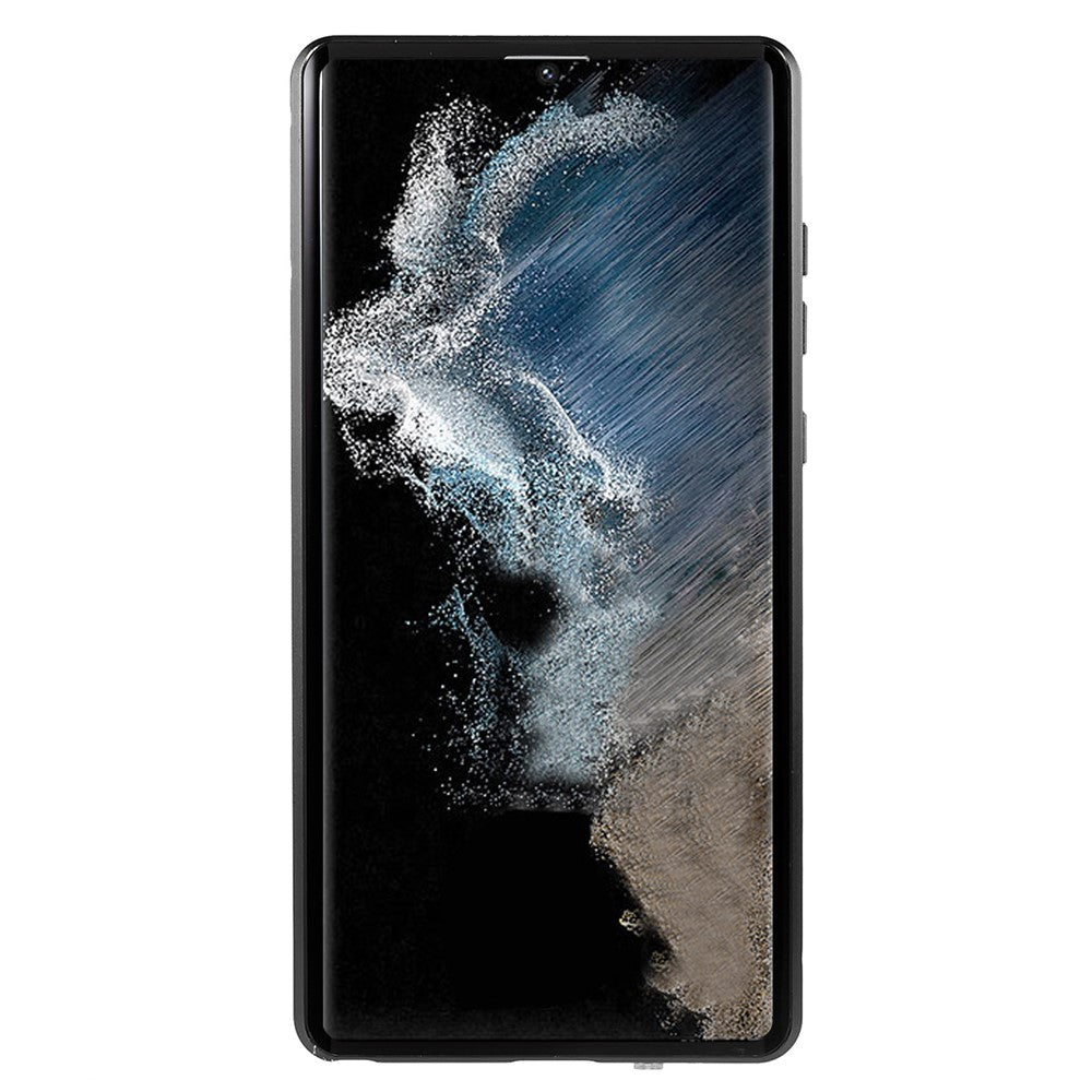 Samsung Galaxy S22 Ultra 5G-fuldbeskyttende mobilcover, dobbeltsidet hærdet glas + magnetisk metalramme med lås