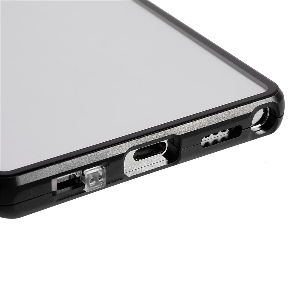 Samsung Galaxy S22 Ultra 5G-fuldbeskyttende mobilcover, dobbeltsidet hærdet glas + magnetisk metalramme med lås