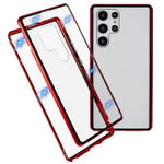 Samsung Galaxy S22 Ultra 5G-fuldbeskyttende mobilcover, dobbeltsidet hærdet glas + magnetisk metalramme med lås
