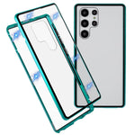 Samsung Galaxy S22 Ultra 5G-fuldbeskyttende mobilcover, dobbeltsidet hærdet glas + magnetisk metalramme med lås
