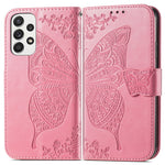Imprinting Butterfly Flower Leather Case for Samsung Galaxy A33 5G, Wallet Viewing Stand Phone Cover