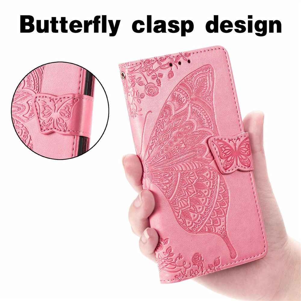 Imprinting Butterfly Flower Leather Case for Samsung Galaxy A33 5G, Wallet Viewing Stand Phone Cover