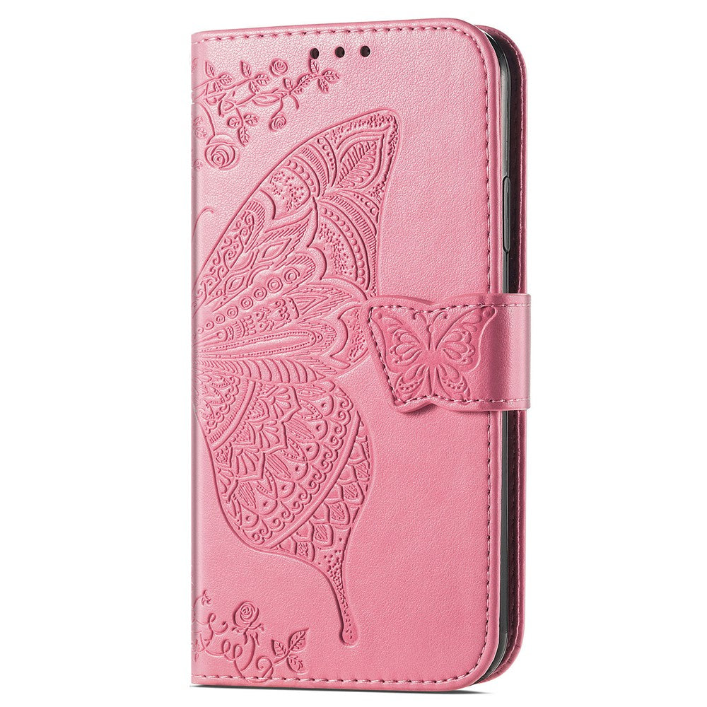 Imprinting Butterfly Flower Leather Case for Samsung Galaxy A33 5G, Wallet Viewing Stand Phone Cover