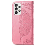 Imprinting Butterfly Flower Leather Case for Samsung Galaxy A33 5G, Wallet Viewing Stand Phone Cover