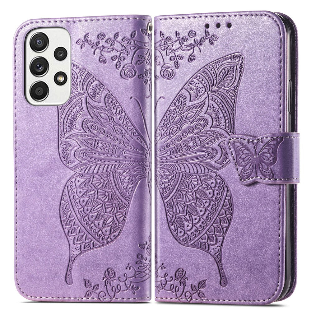 Imprinting Butterfly Flower Leather Case for Samsung Galaxy A33 5G, Wallet Viewing Stand Phone Cover
