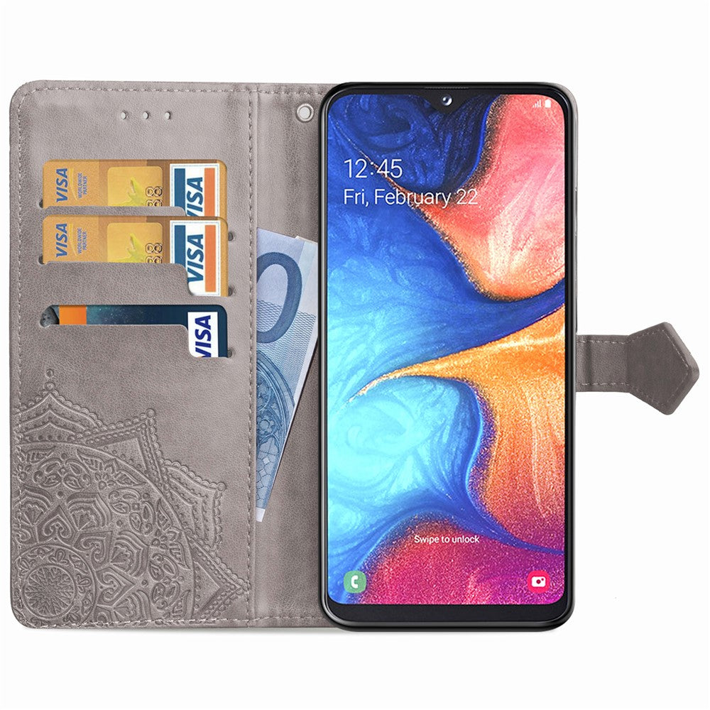 Til Samsung Galaxy A20e Cover, Mandala Præget Design Telefoncover Etui Stativfunktion Flip Praktisk PU Læder Pung