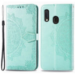 Til Samsung Galaxy A20e Cover, Mandala Præget Design Telefoncover Etui Stativfunktion Flip Praktisk PU Læder Pung