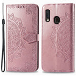 Til Samsung Galaxy A20e Cover, Mandala Præget Design Telefoncover Etui Stativfunktion Flip Praktisk PU Læder Pung