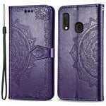 Til Samsung Galaxy A20e Cover, Mandala Præget Design Telefoncover Etui Stativfunktion Flip Praktisk PU Læder Pung