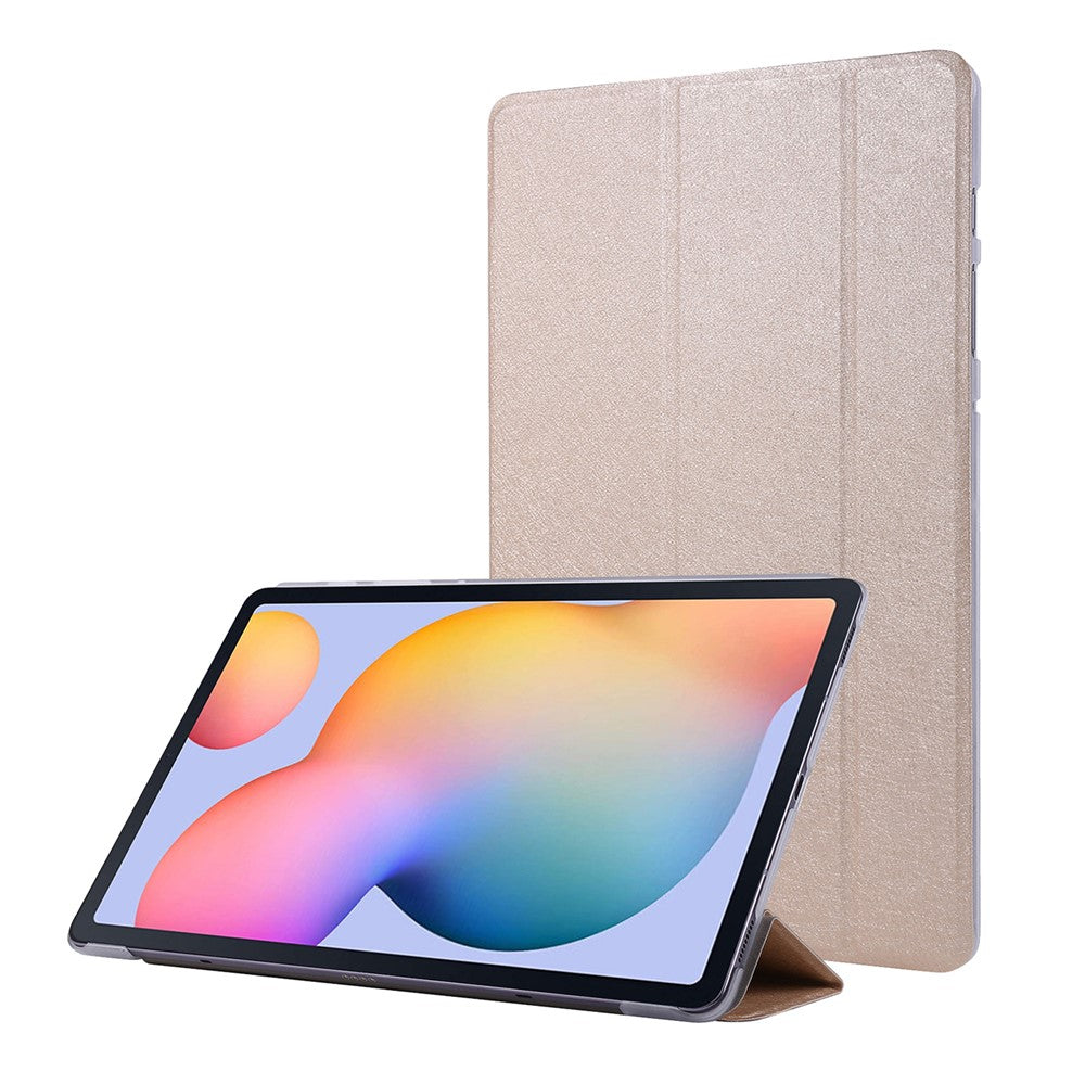 Silke Tekstur Læderetui til Samsung Galaxy Tab S8+, Trefløjet Stander Tablet Beskyttelsescover