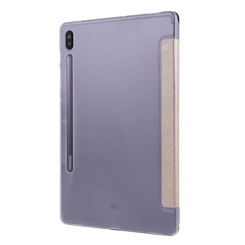 Silke Tekstur Læderetui til Samsung Galaxy Tab S8+, Trefløjet Stander Tablet Beskyttelsescover