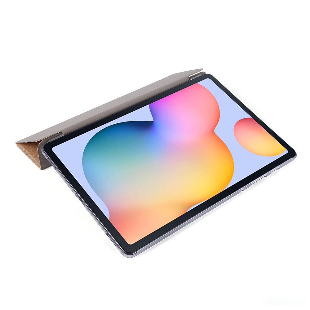 Silke Tekstur Læderetui til Samsung Galaxy Tab S8+, Trefløjet Stander Tablet Beskyttelsescover