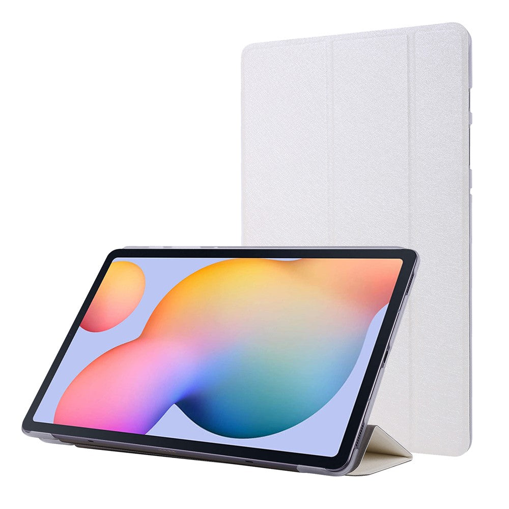 Silke Tekstur Læderetui til Samsung Galaxy Tab S8+, Trefløjet Stander Tablet Beskyttelsescover