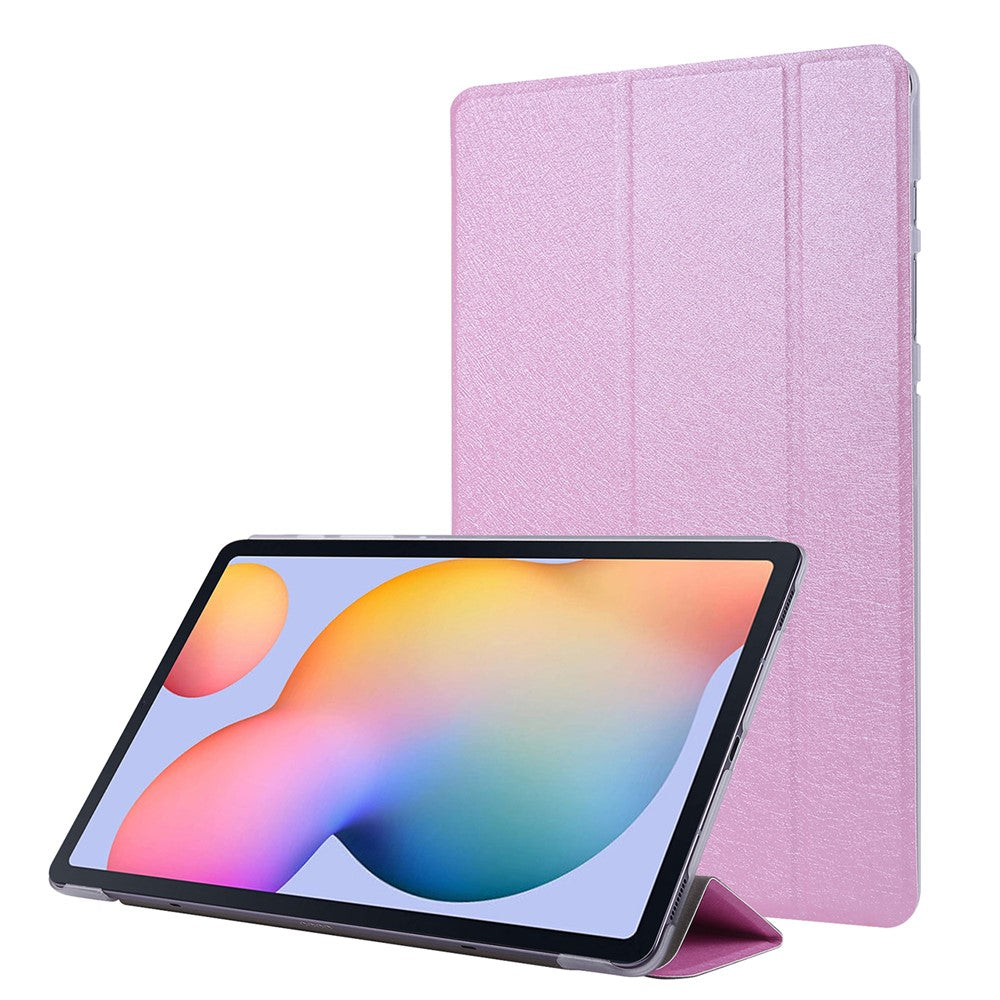 Silke Tekstur Læderetui til Samsung Galaxy Tab S8+, Trefløjet Stander Tablet Beskyttelsescover